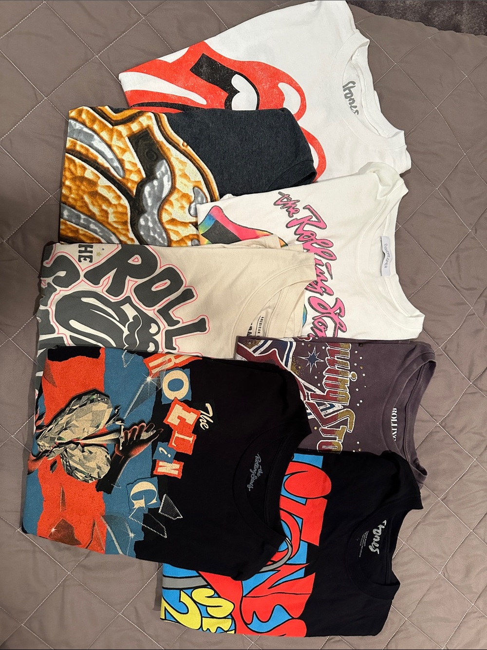 Assorted Adult Rolling Stones Graphic Tees - White, Black, Beige, Gray, Navy